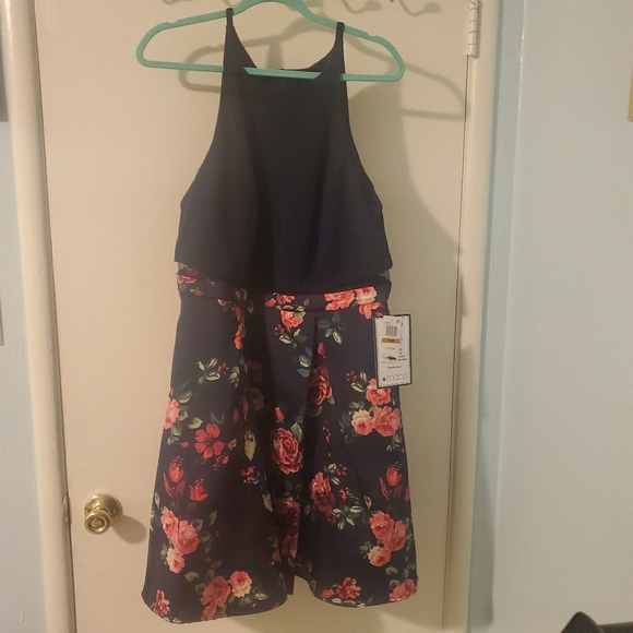 macy's navy blue plus size dress